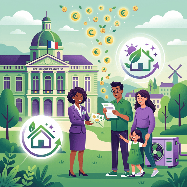 Famille française recevant l'aide MaPrimeRénov pour l'installation d'une pompe à chaleur